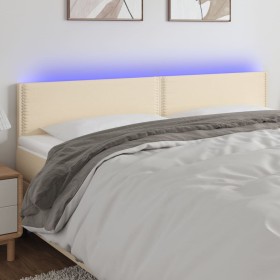 Cream fabric headboard with LED 180x5x78/88 cm by vidaXL, Headboards and footboards - Ref: Foro24-3121491, Price: 64,38 €, Di...