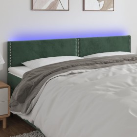 Cabecero con LED de terciopelo verde oscuro 200x5x78/88 cm de vidaXL, Cabeceros y pies de cama - Ref: Foro24-3121541, Precio:...