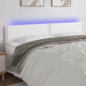 Cabecero con LED cuero sintético blanco 180x5x78/88 cm de vidaXL, Cabeceros y pies de cama - Ref: Foro24-3121575, Precio: 66,...