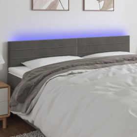 Dark gray velvet headboard with LED 200x5x78/88 cm by vidaXL, Headboards and footboards - Ref: Foro24-3121819, Price: 75,54 €...