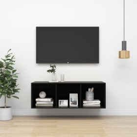 Mueble TV pared madera contrachapada negro brillo 37x37x107cm de vidaXL, Muebles TV - Ref: Foro24-805487, Precio: 41,39 €, De...