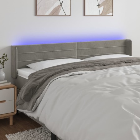 Light gray velvet headboard with LED 163x16x78/88 cm by vidaXL, Headboards and footboards - Ref: Foro24-3123430, Price: 77,92...