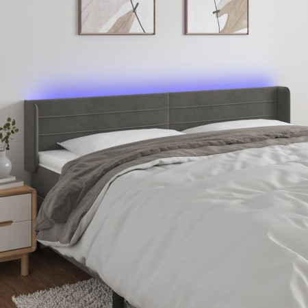 Cabecero con LED de terciopelo gris oscuro 203x16x78/88 cm de vidaXL, Cabeceros y pies de cama - Ref: Foro24-3123443, Precio:...