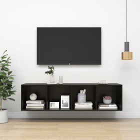 TV wall unit in glossy black plywood 37x37x142.5 cm by vidaXL, TV Furniture - Ref: Foro24-805496, Price: 61,46 €, Discount: %