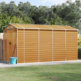 Garden shed light brown galvanized steel 191x385x198 cm by vidaXL, Sheds - Ref: Foro24-3188278, Price: 661,36 €, Discount: %