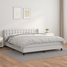 Box spring bed with white synthetic leather mattress 160x200 cm by vidaXL, Beds and slatted bases - Ref: Foro24-3130788, Pric...