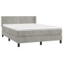 Cama box spring con colchón terciopelo gris claro 140x190 cm de vidaXL, Camas y somieres - Ref: Foro24-3130895, Precio: 453,9...