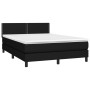 Box spring bed mattress and LED lights black fabric 140x200 cm by vidaXL, Beds and slatted bases - Ref: Foro24-3133079, Price...