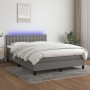 Box spring bed mattress and LED lights dark gray fabric 140x200 cm by vidaXL, Beds and slatted bases - Ref: Foro24-3133478, P...