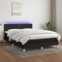 Box spring bed mattress and LED lights black fabric 140x200 cm by vidaXL, Beds and slatted bases - Ref: Foro24-3133639, Price...