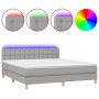 Cama box spring con colchón tela y LED gris claro 160x200 cm de vidaXL, Camas y somieres - Ref: Foro24-3134045, Precio: 491,4...