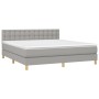 Box spring bed with fabric mattress and light gray LED 160x200 cm by vidaXL, Beds and slatted bases - Ref: Foro24-3134045, Pr...