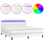 Cama box spring colchón y LED cuero sintético blanco 160x200 cm de vidaXL, Camas y somieres - Ref: Foro24-3134232, Precio: 47...