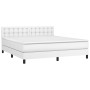 Cama box spring colchón y LED cuero sintético blanco 160x200 cm de vidaXL, Camas y somieres - Ref: Foro24-3134232, Precio: 47...