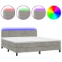 Cama box spring colchón y LED terciopelo gris claro 180x200 cm de vidaXL, Camas y somieres - Ref: Foro24-3134357, Precio: 540...