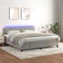 Box spring bed with mattress and LED light gray velvet 160x200 cm by vidaXL, Beds and slatted bases - Ref: Foro24-3134351, Pr...