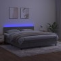 Box spring bed with mattress and LED light gray velvet 160x200 cm by vidaXL, Beds and slatted bases - Ref: Foro24-3134351, Pr...