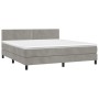 Box spring bed with mattress and LED light gray velvet 160x200 cm by vidaXL, Beds and slatted bases - Ref: Foro24-3134351, Pr...