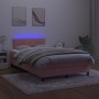 Box spring bed with mattress and LED pink velvet 120x200 cm by vidaXL, Beds and slatted bases - Ref: Foro24-3134398, Price: 4...