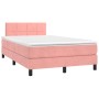 Box spring bed with mattress and LED pink velvet 120x200 cm by vidaXL, Beds and slatted bases - Ref: Foro24-3134398, Price: 4...