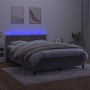 Box spring bed with mattress and LED light gray velvet 140x190 cm by vidaXL, Beds and slatted bases - Ref: Foro24-3134339, Pr...