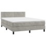 Box spring bed with mattress and LED light gray velvet 140x190 cm by vidaXL, Beds and slatted bases - Ref: Foro24-3134339, Pr...