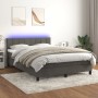 Box spring bed with mattress and LED dark gray velvet 140x190 cm by vidaXL, Beds and slatted bases - Ref: Foro24-3134400, Pri...