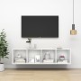 Glossy white plywood wall TV cabinet 37x37x142.5 cm by vidaXL, TV Furniture - Ref: Foro24-805495, Price: 65,82 €, Discount: %