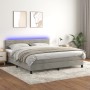 Box spring bed with mattress and LED light gray velvet 160x200 cm by vidaXL, Beds and slatted bases - Ref: Foro24-3134471, Pr...