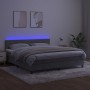 Box spring bed with mattress and LED light gray velvet 160x200 cm by vidaXL, Beds and slatted bases - Ref: Foro24-3134471, Pr...