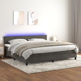 Cama box spring colchón y LED terciopelo gris oscuro 200x200 cm de vidaXL, Camas y somieres - Ref: Foro24-3134484, Precio: 59...