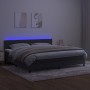 Box spring bed with mattress and LED dark gray velvet 200x200 cm by vidaXL, Beds and slatted bases - Ref: Foro24-3134484, Pri...