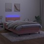 Box spring bed with mattress and LED pink velvet 120x200 cm by vidaXL, Beds and slatted bases - Ref: Foro24-3134518, Price: 4...