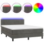 Cama box spring colchón y LED terciopelo gris oscuro 140x190 cm de vidaXL, Camas y somieres - Ref: Foro24-3134520, Precio: 43...