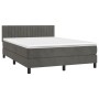 Box spring bed with mattress and LED dark gray velvet 140x190 cm by vidaXL, Beds and slatted bases - Ref: Foro24-3134520, Pri...