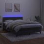 Box spring bed with mattress and LED dark gray velvet 140x200 cm by vidaXL, Beds and slatted bases - Ref: Foro24-3134526, Pri...