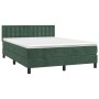 Box spring bed with mattress and LED dark green velvet 140x200cm by vidaXL, Beds and slatted bases - Ref: Foro24-3134648, Pri...