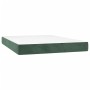 Box spring bed with mattress and LED dark green velvet 140x200cm by vidaXL, Beds and slatted bases - Ref: Foro24-3134648, Pri...