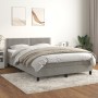 Box spring bed with light gray velvet mattress 140x190 cm by vidaXL, Beds and slatted bases - Ref: Foro24-3141239, Price: 416...