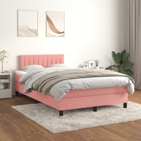 Box spring bed with pink velvet mattress 120x200 cm by vidaXL, Beds and slatted bases - Ref: Foro24-3141418, Price: 401,22 €,...