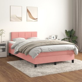 Box spring bed with pink velvet mattress 120x200 cm by vidaXL, Beds and slatted bases - Ref: Foro24-3141298, Price: 399,58 €,...