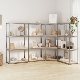 Shelving 4 levels 4 units steel plywood silver by vidaXL, Industrial shelving - Ref: Foro24-3154145, Price: 167,54 €, Discoun...