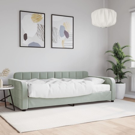 Sofa bed with light gray velvet mattress 90x190 cm by vidaXL, Beds and slatted bases - Ref: Foro24-3196918, Price: 391,57 €, ...