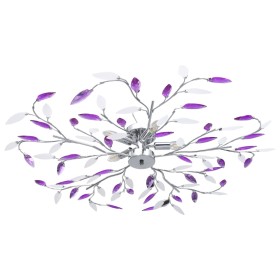 Leaf-shaped glass arm ceiling lamp with 5 purple bulbs by vidaXL, ceiling lights - Ref: Foro24-289240, Price: 91,99 €, Discou...