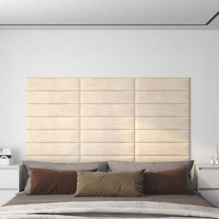 Paneles de pared 12 uds terciopelo color crema 60x15 cm 1,08 m² de vidaXL, Recubrimiento de paredes - Ref: Foro24-343843, Pre...