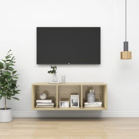 Oak plywood TV wall cabinet 37x37x72 cm by vidaXL, TV Furniture - Ref: Foro24-805483, Price: 47,99 €, Discount: %