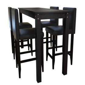 Mesa alta de cocina con 4 sillas de barra negras de vidaXL, muebles para cocinas y comedores - Ref: Foro24-160725, Precio: 45...