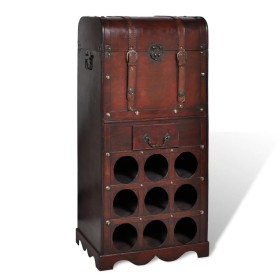 Wooden wine rack for 9 bottles trunk with drawer by vidaXL, Wine racks - Ref: Foro24-240506, Price: 110,00 €, Discount: %