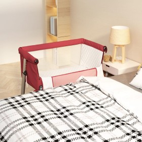 Cuna con colchón tela de lino rojo de vidaXL, Cunas y camas para niños - Ref: Foro24-10299, Precio: 78,96 €, Descuento: %