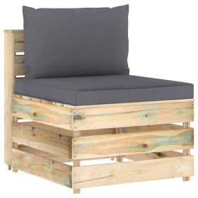 Ecksofa mit grau imprägnierten Holzkissen von vidaXL, Modulare Sofas für den Außenbereich - Ref: Foro24-3074507, Preis: 89,99...